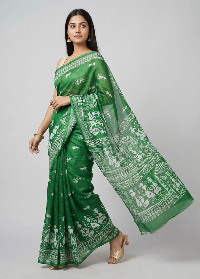 Multicolor Printed Silk Saree Without Blouse Piece