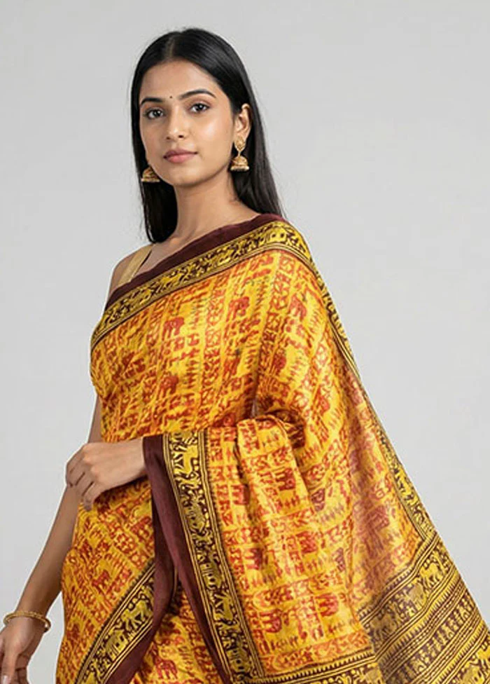 Multicolor Printed Silk Saree Without Blouse Piece - Image 2