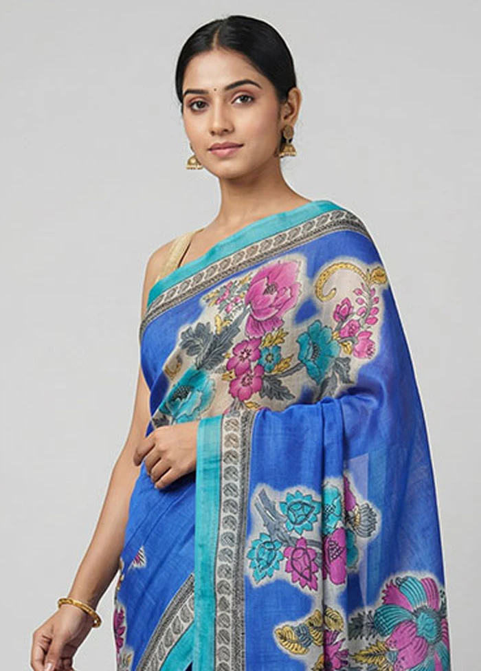 Multicolor Printed Silk Saree Without Blouse Piece - Image 2