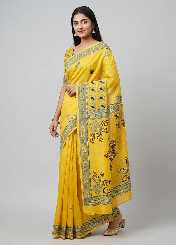 Multicolor Printed Pure Silk Saree Without Blouse Piece