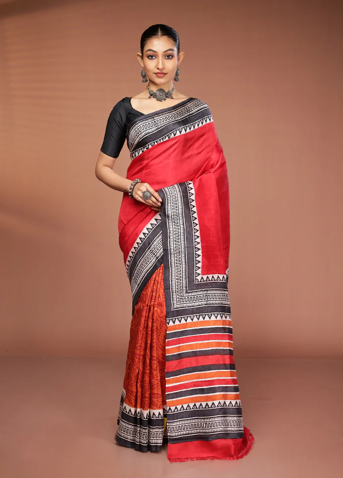 Multicolor Printed Pure Silk Saree Without Blouse Piece - Image 2