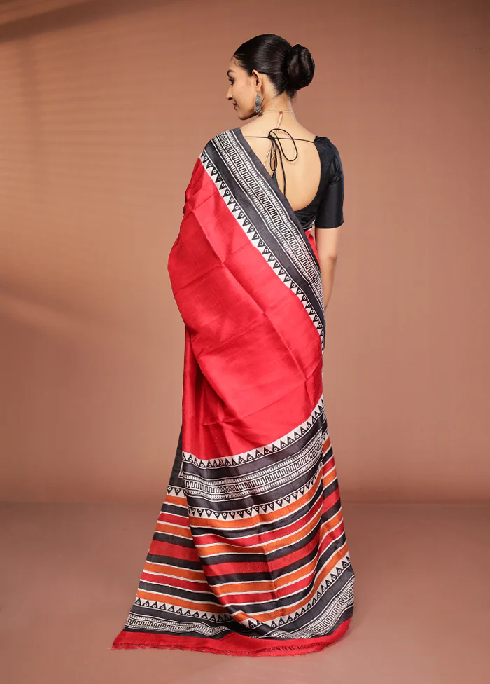 Multicolor Printed Pure Silk Saree Without Blouse Piece - Image 3