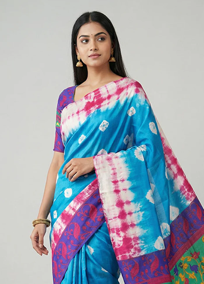 Multicolor Printed Silk Saree Without Blouse Piece - Image 2