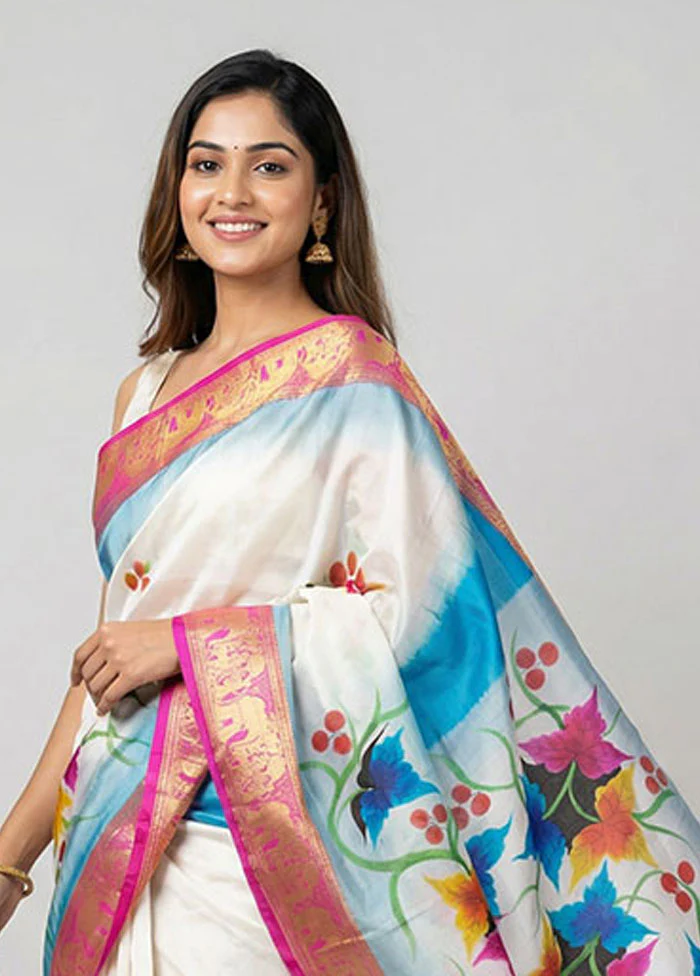 Multicolor Printed Silk Saree Without Blouse Piece - Image 2