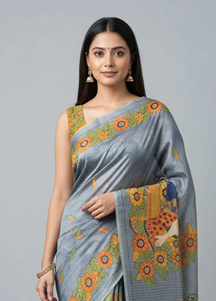 Multicolor Printed Silk Saree Without Blouse Piece - Image 2