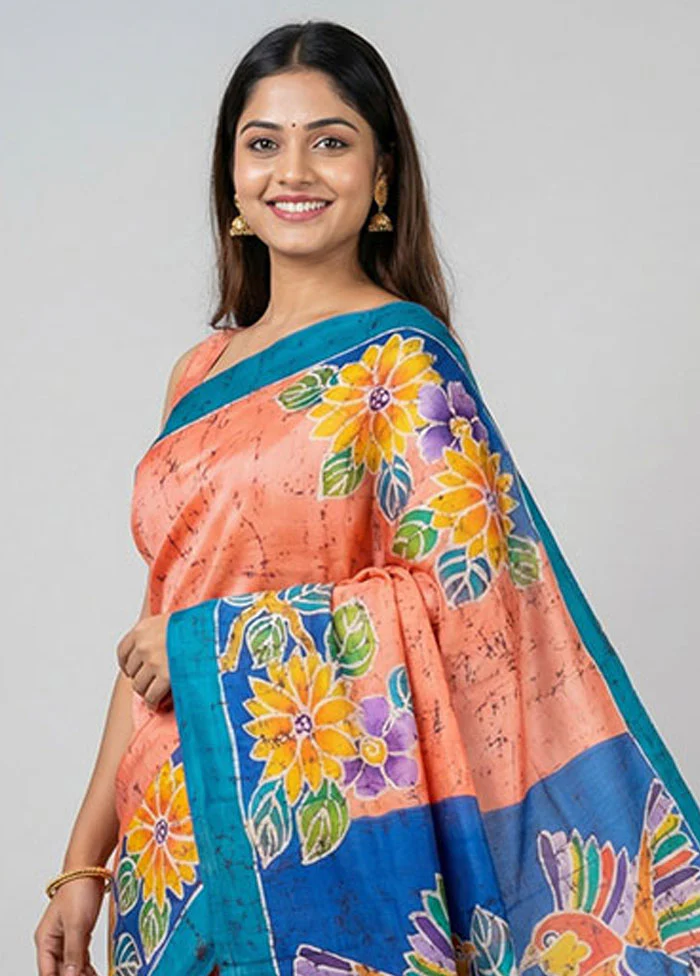 Multicolor Printed Silk Saree Without Blouse Piece - Image 2