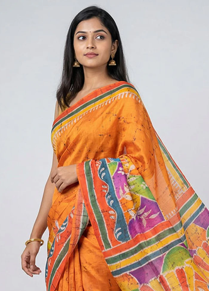 Multicolor Printed Silk Saree Without Blouse Piece - Image 2