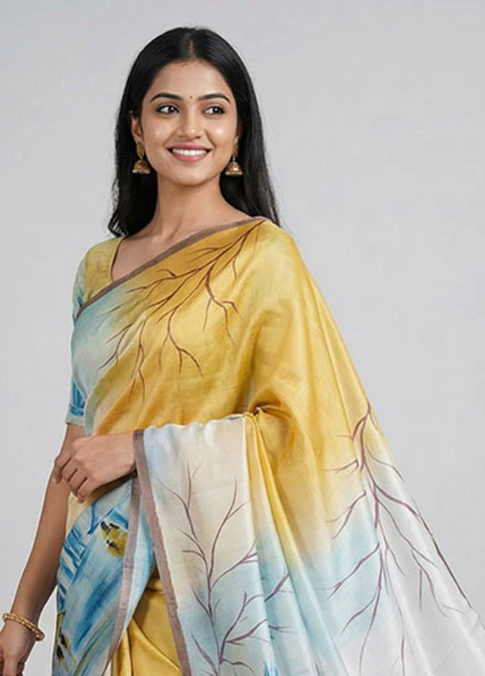 Multicolor Printed Silk Saree Without Blouse Piece - Image 2