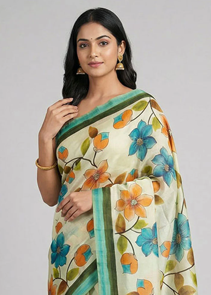 Multicolor Printed Silk Saree Without Blouse Piece - Image 2