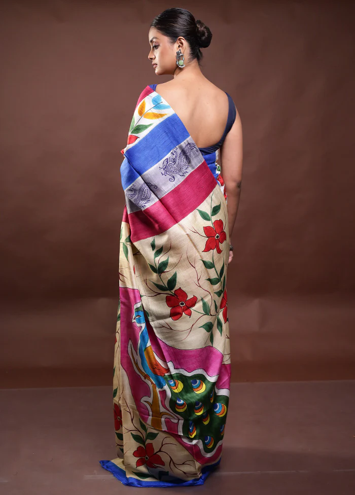 Multicolor Printed Pure Silk Saree Without Blouse Piece - Image 2