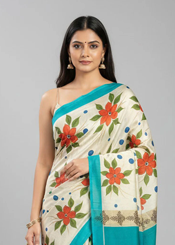 Multicolor Printed Pure Silk Saree Without Blouse Piece - Image 2