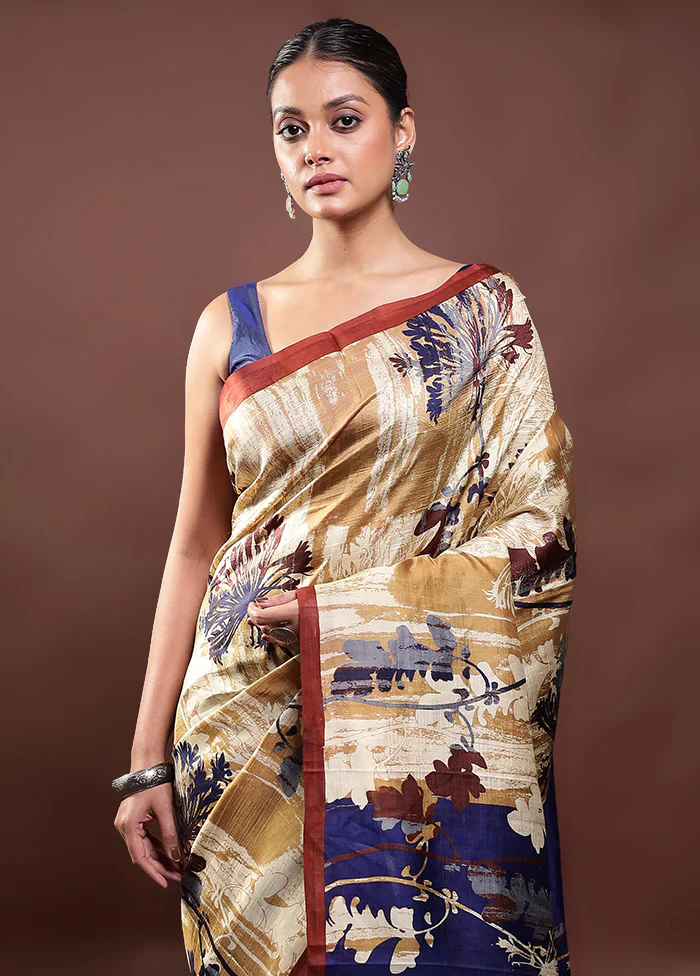 Multicolor Printed Pure Silk Saree Without Blouse Piece - Image 2