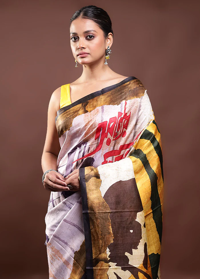 Multicolor Printed Pure Silk Saree Without Blouse Piece - Image 2