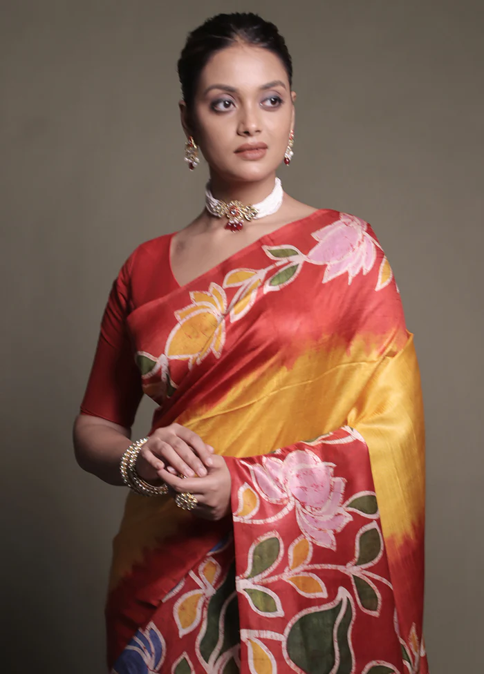 Multicolor Printed Pure Silk Saree Without Blouse Piece - Image 2
