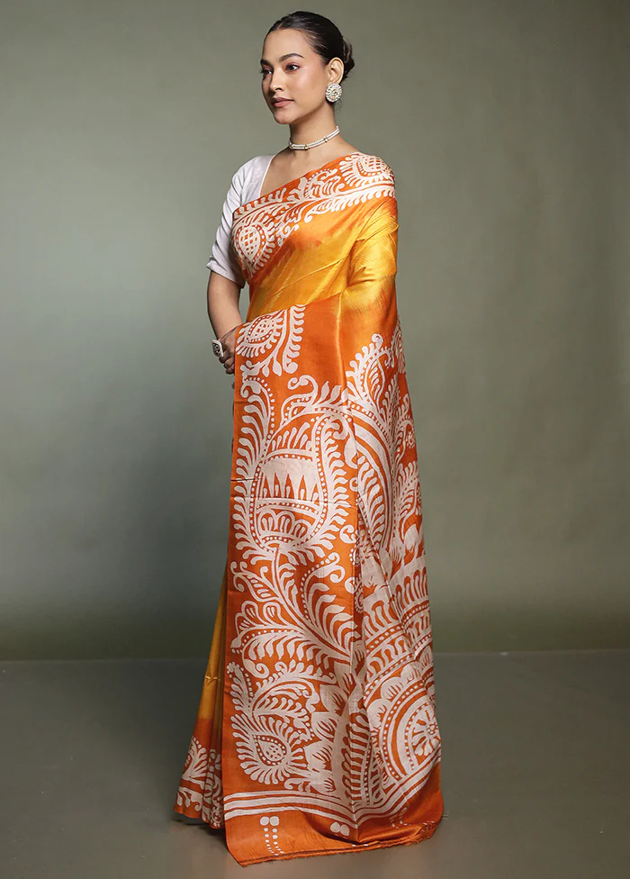 Multicolor Printed Pure Silk Saree Without Blouse Piece - Image 4