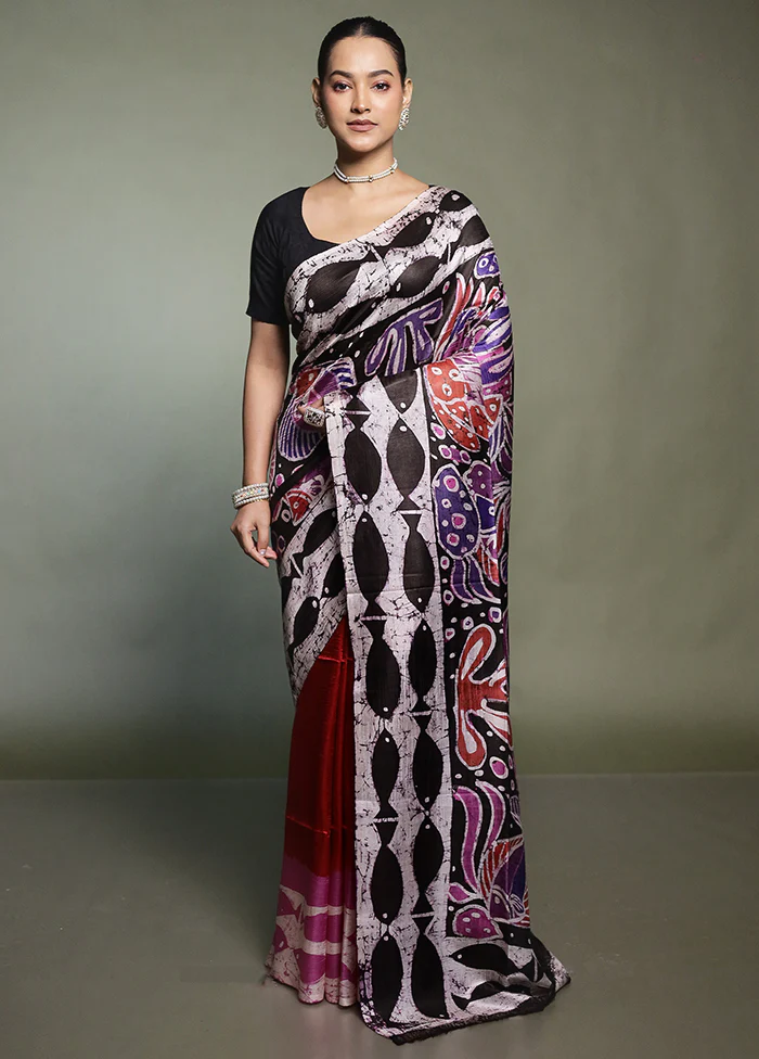 Multicolor Printed Pure Silk Saree Without Blouse Piece - Image 2