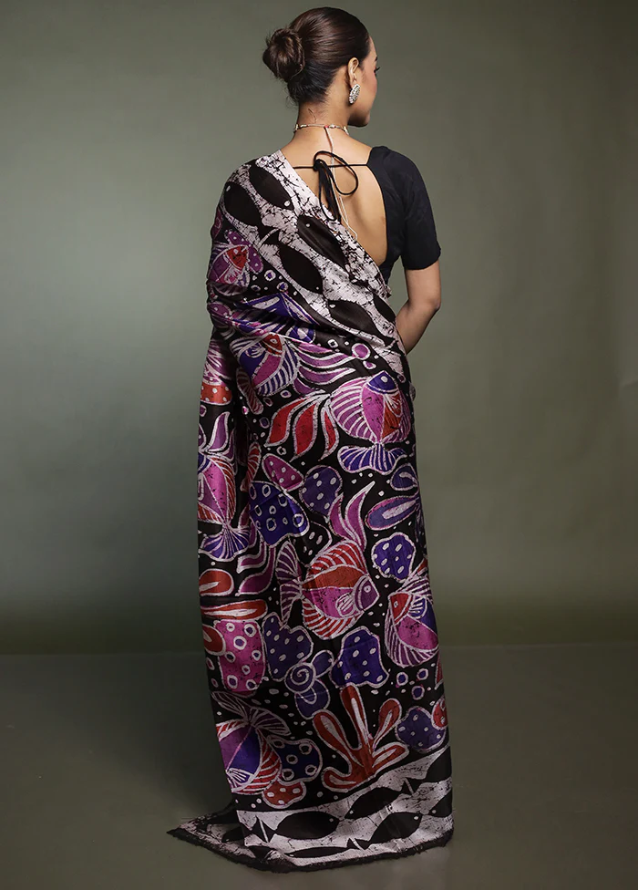 Multicolor Printed Pure Silk Saree Without Blouse Piece - Image 3