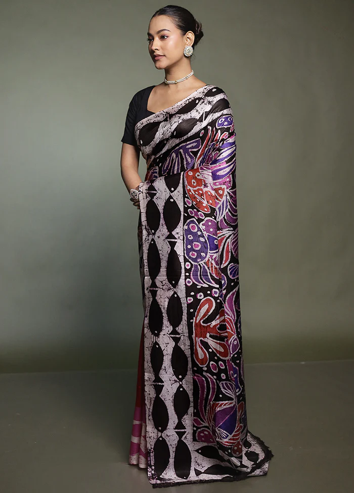 Multicolor Printed Pure Silk Saree Without Blouse Piece - Image 4