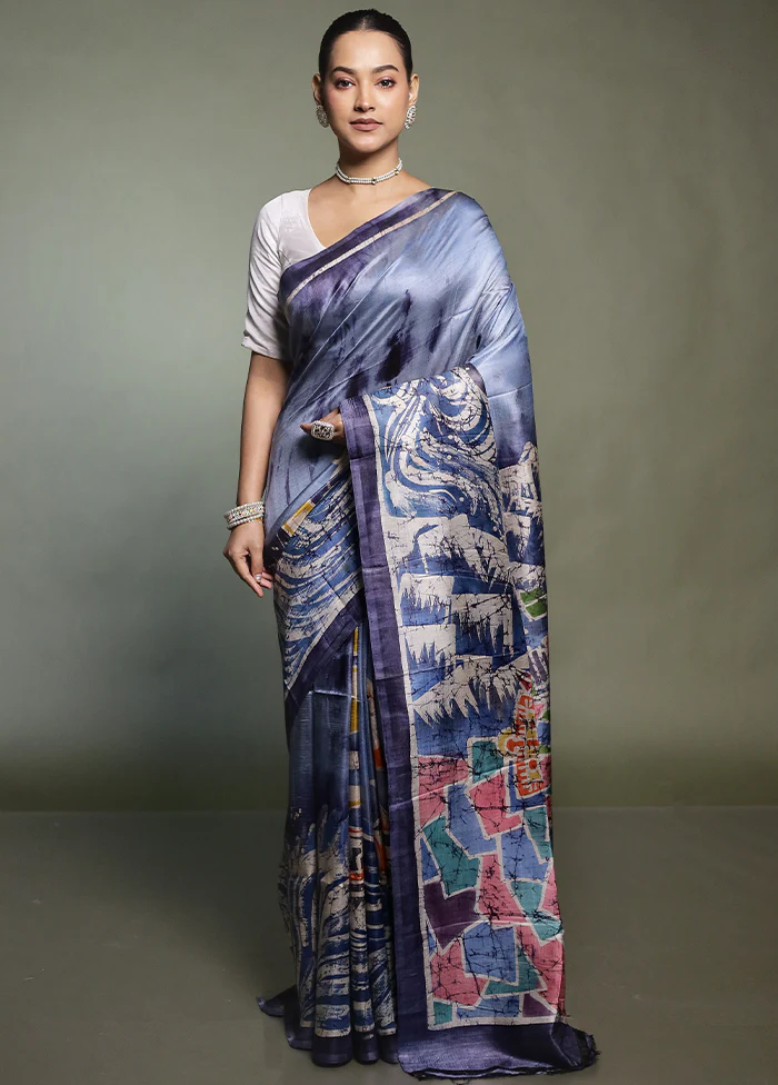 Multicolor Printed Pure Silk Saree Without Blouse Piece - Image 2