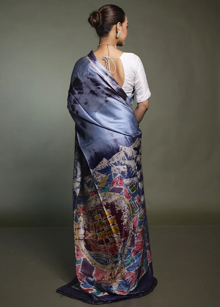 Multicolor Printed Pure Silk Saree Without Blouse Piece - Image 3
