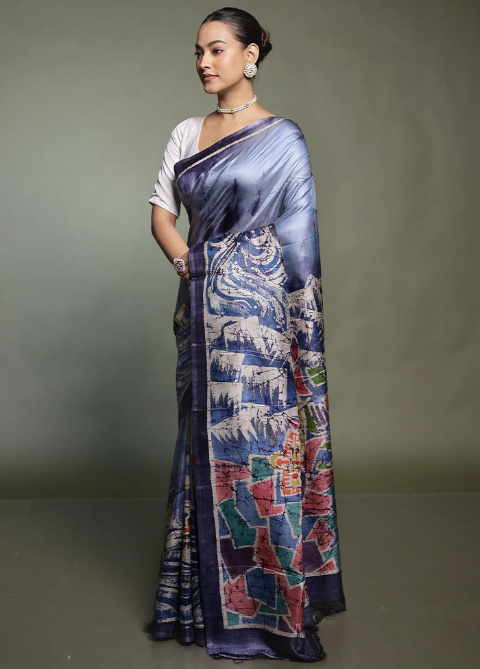 Multicolor Printed Pure Silk Saree Without Blouse Piece - Image 4
