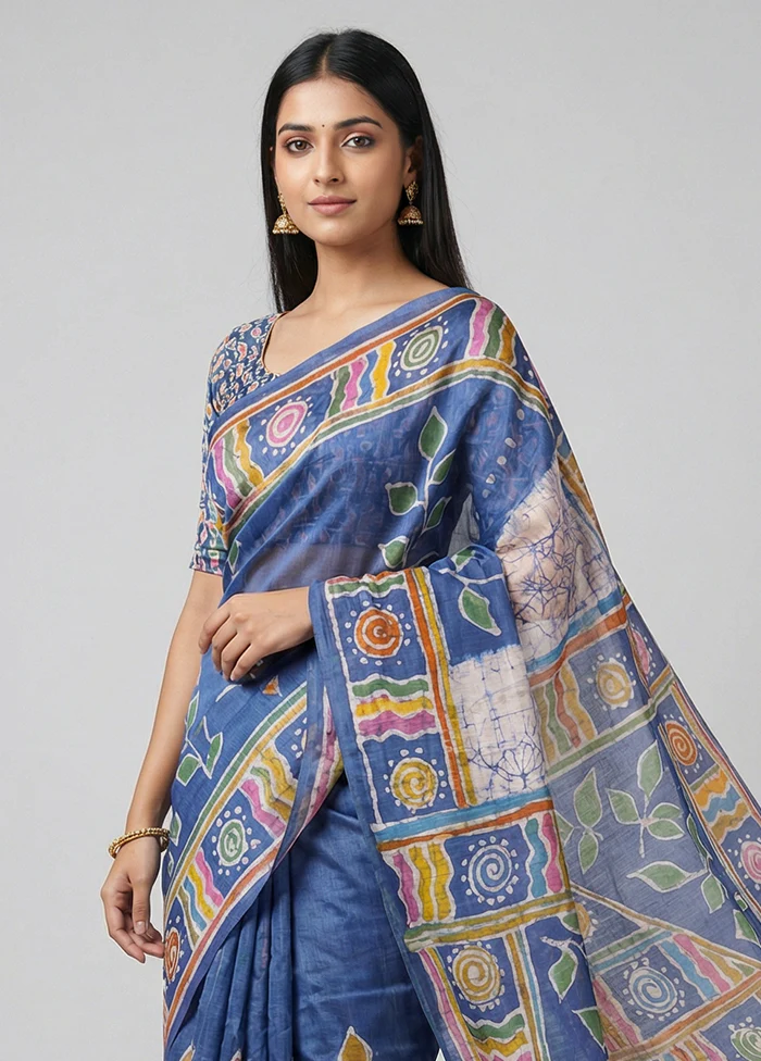 Multicolor Printed Pure Silk Saree Without Blouse Piece - Image 2