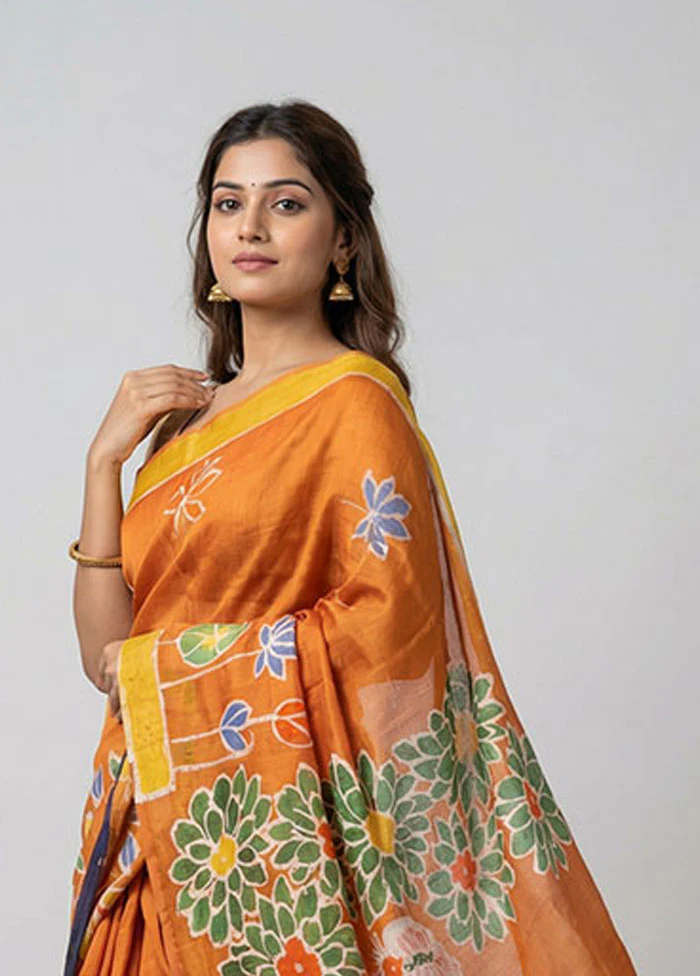 Multicolor Printed Silk Saree Without Blouse Piece - Image 2