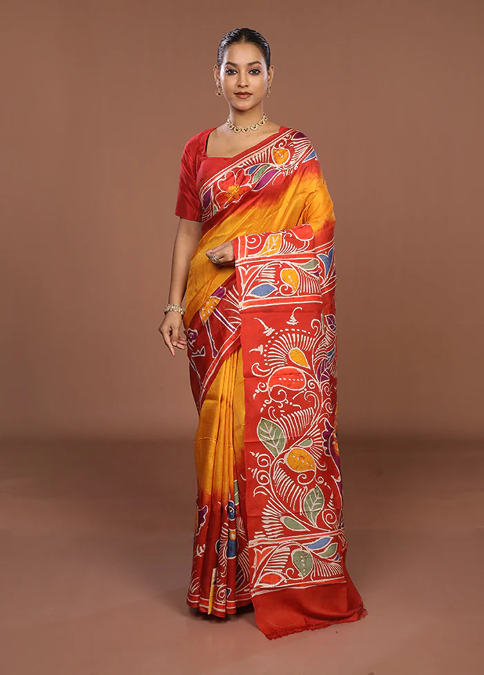 Multicolor Printed Pure Silk Saree Without Blouse Piece - Image 2