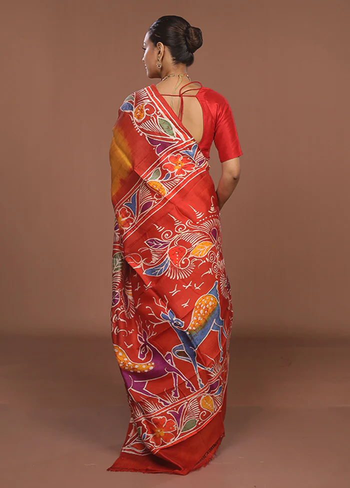 Multicolor Printed Pure Silk Saree Without Blouse Piece - Image 3
