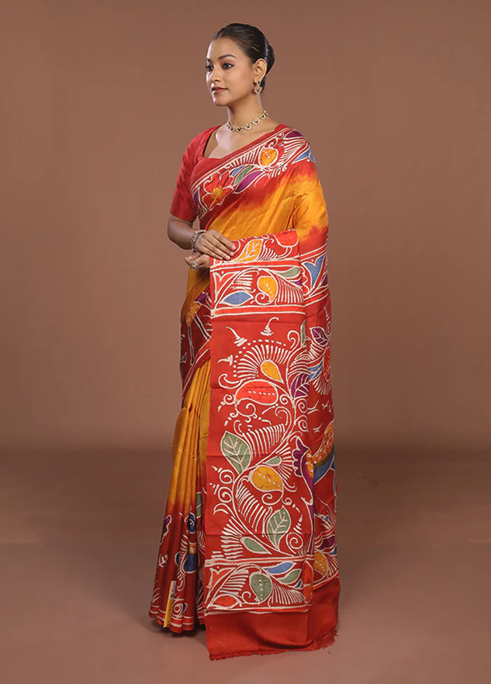 Multicolor Printed Pure Silk Saree Without Blouse Piece - Image 4