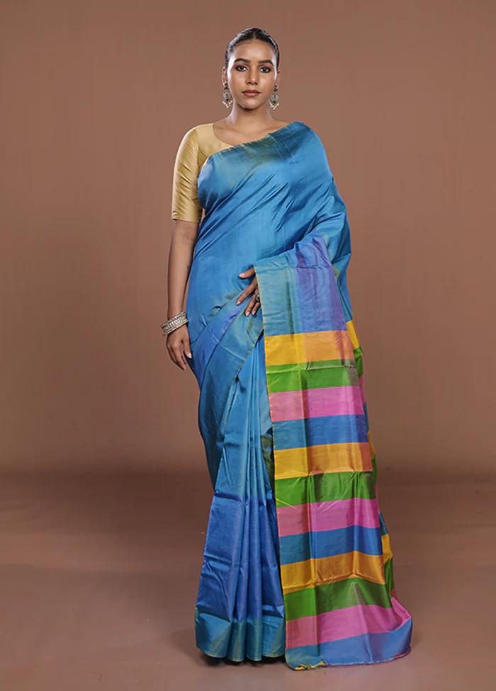 Multicolor Printed Pure Silk Saree Without Blouse Piece - Image 2