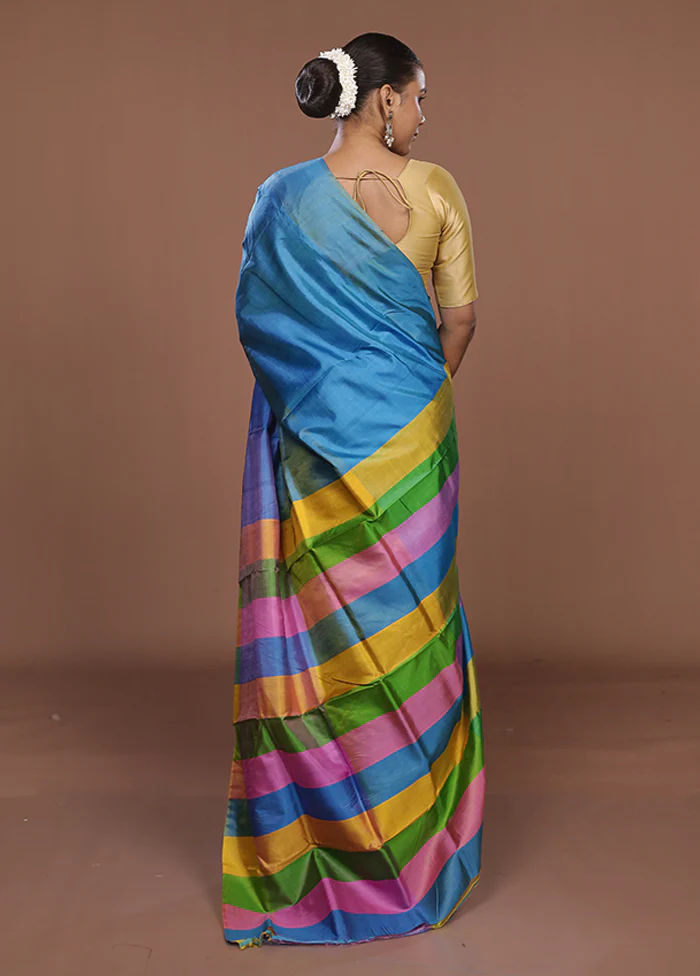 Multicolor Printed Pure Silk Saree Without Blouse Piece - Image 3