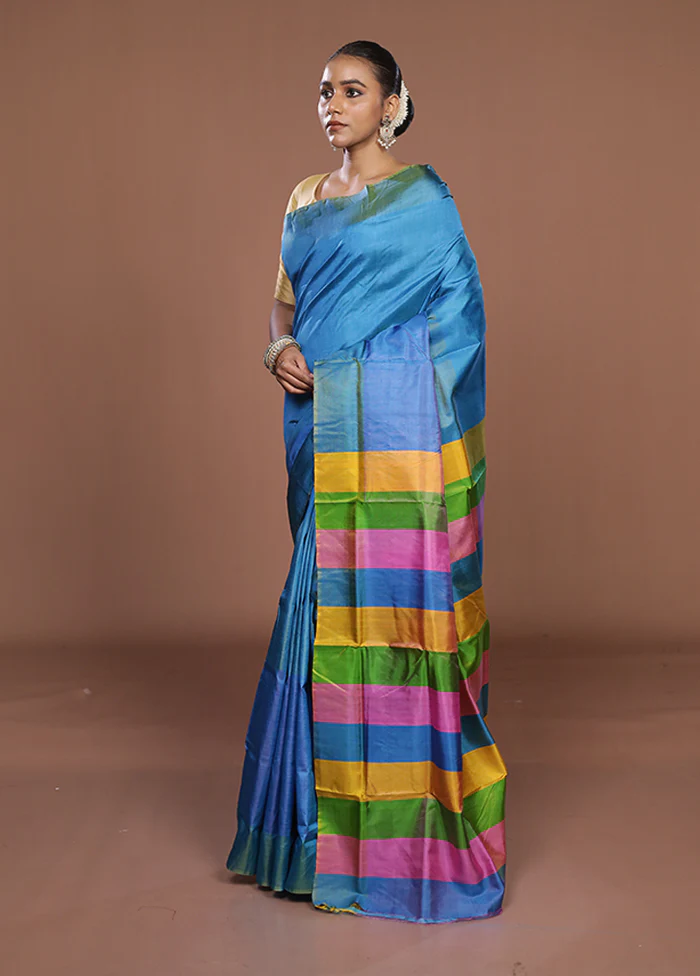 Multicolor Printed Pure Silk Saree Without Blouse Piece - Image 4