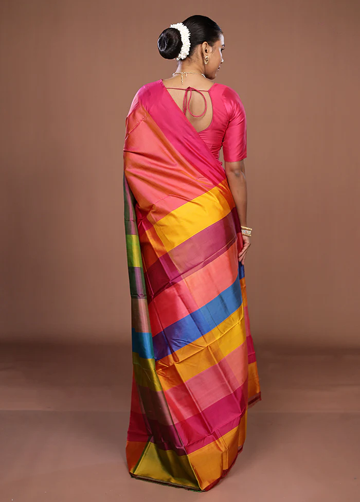 Multicolor Printed Pure Silk Saree Without Blouse Piece - Image 3