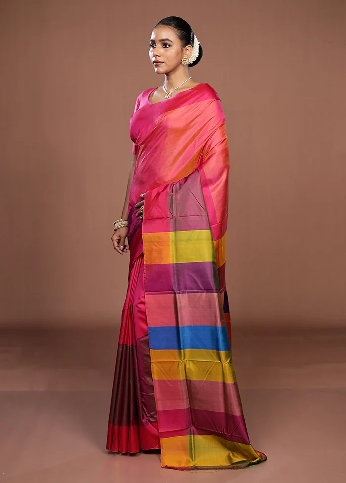 Multicolor Printed Pure Silk Saree Without Blouse Piece - Image 4