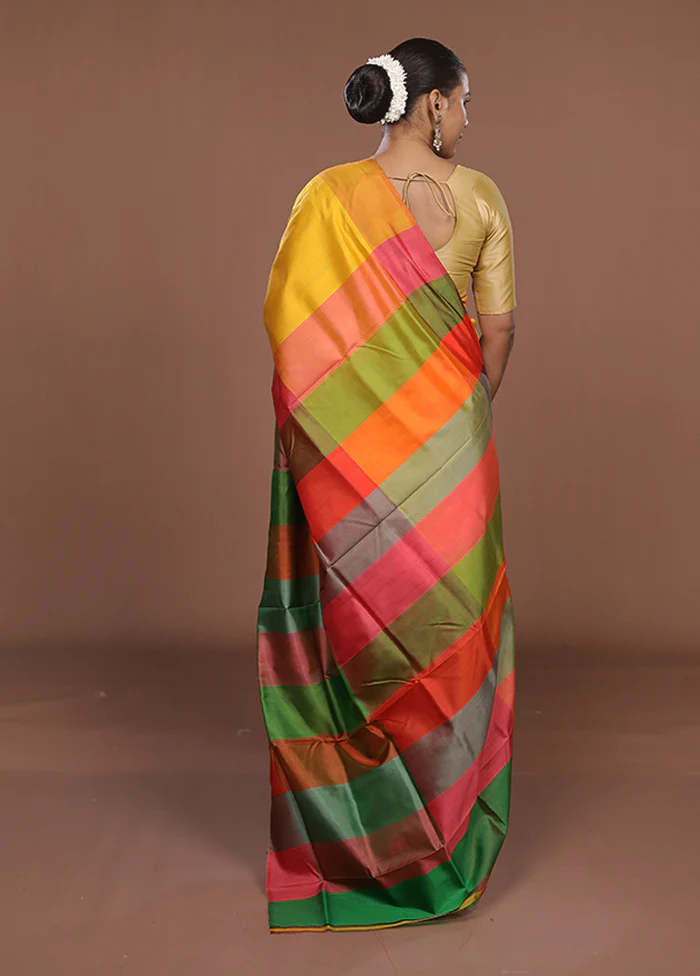 Multicolor Printed Pure Silk Saree Without Blouse Piece - Image 3