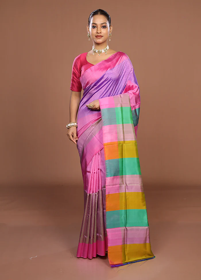 Multicolor Printed Pure Silk Saree Without Blouse Piece - Image 2