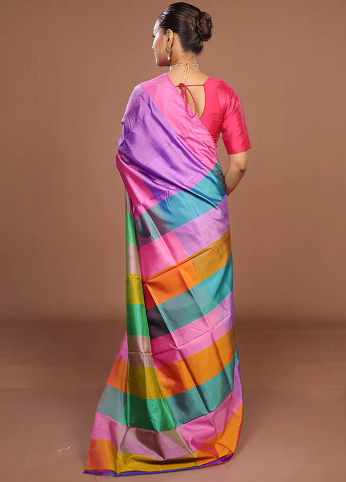 Multicolor Printed Pure Silk Saree Without Blouse Piece - Image 3
