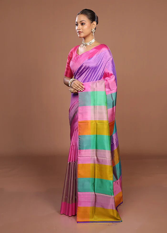 Multicolor Printed Pure Silk Saree Without Blouse Piece - Image 4