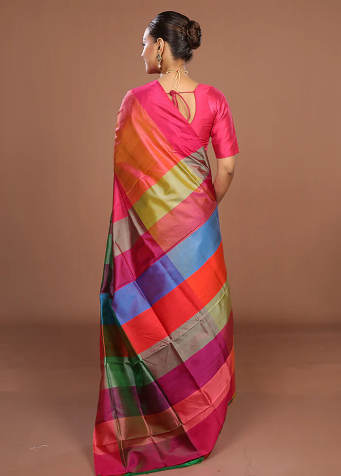 Pink Printed Pure Silk Saree Without Blouse Piece - Image 3