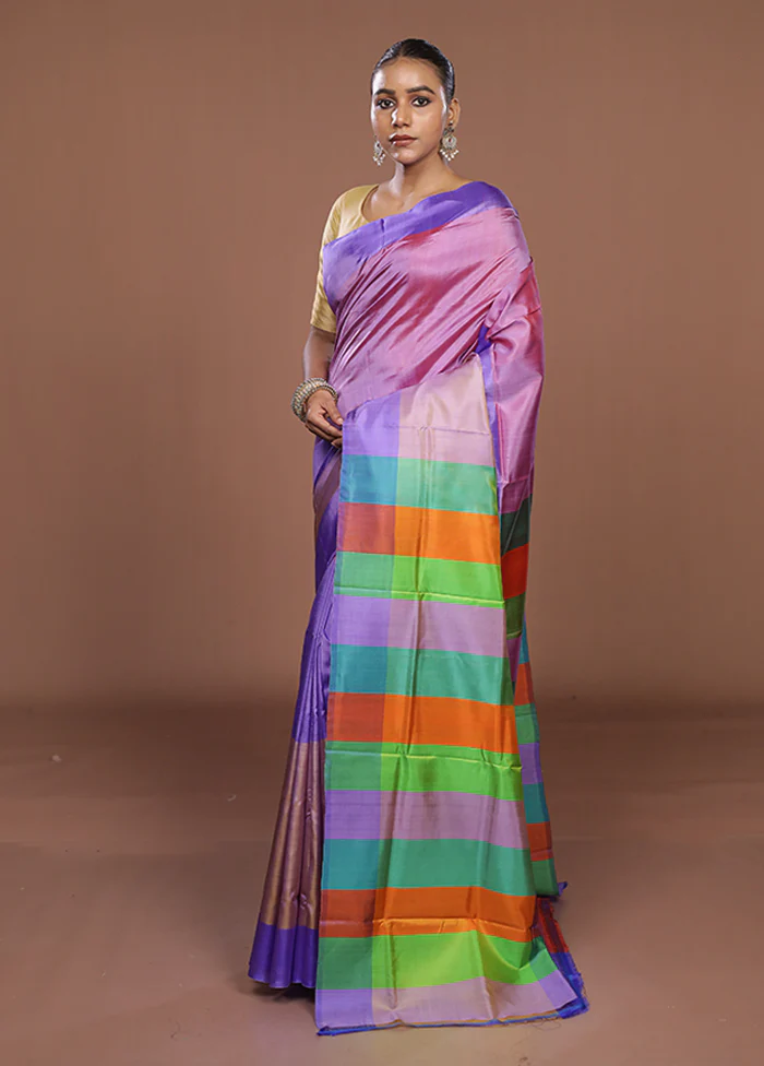 Multicolor Printed Pure Silk Saree Without Blouse Piece - Image 4