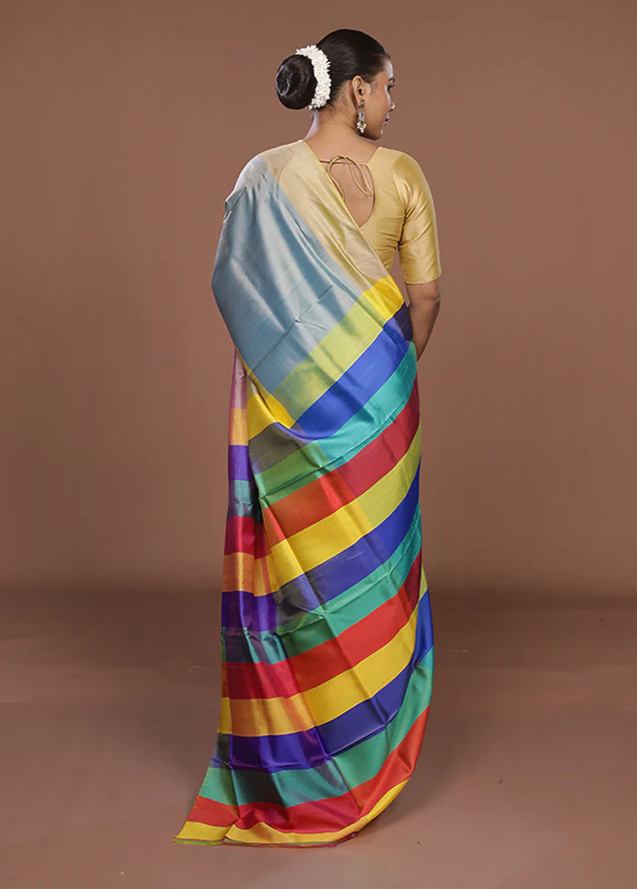 Multicolor Printed Silk Saree Without Blouse Piece - Image 3