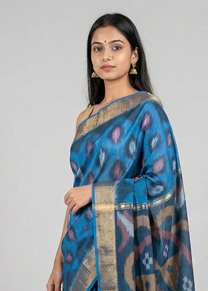 Multicolor Pure Cotton Saree With Blouse Piece - Image 2