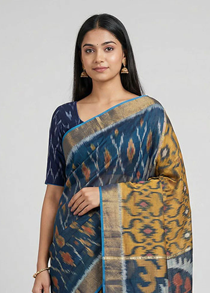 Multicolor Pure Cotton Saree With Blouse Piece - Image 2