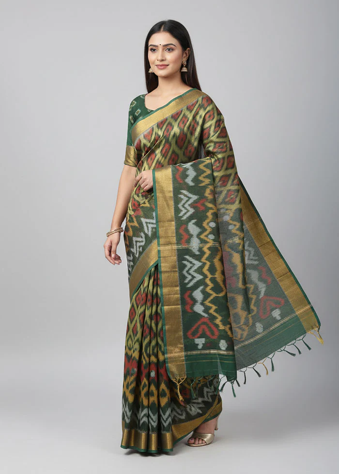 Multicolor Pure Cotton Saree With Blouse Piece