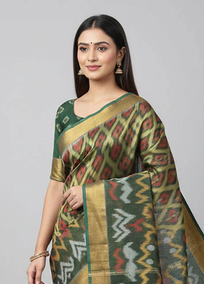 Multicolor Pure Cotton Saree With Blouse Piece - Image 2
