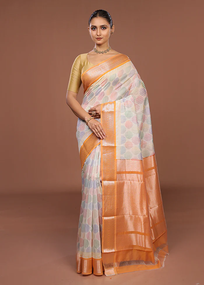Multicolor Pure Cotton Saree With Blouse Piece - Image 2