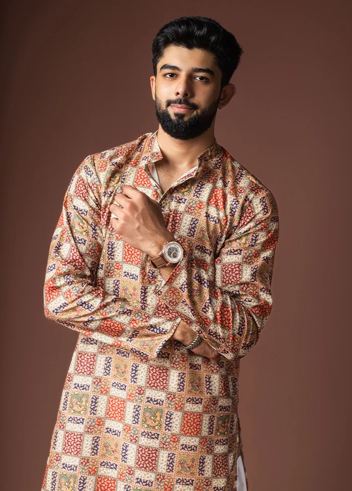 Multicolor Silk Kurta & Pajama Set - Image 2