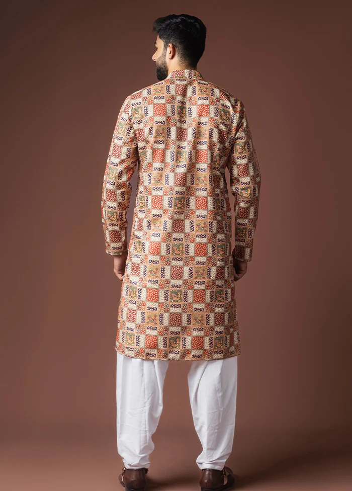 Multicolor Silk Kurta & Pajama Set - Image 3