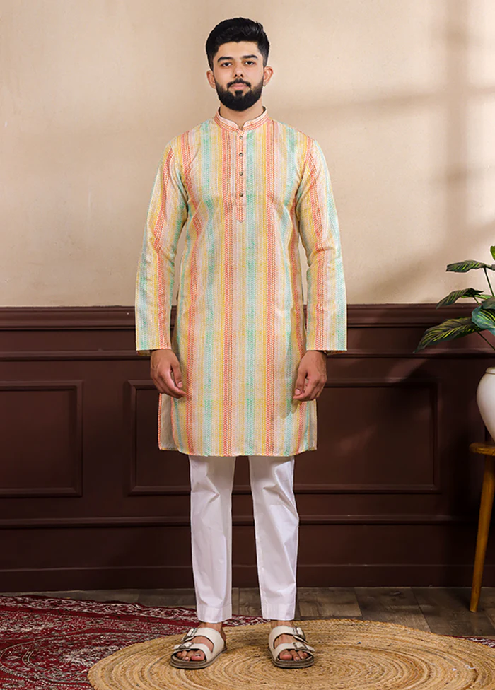 Multicolor Silk Kurta & Pajama Set